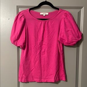 LOFT Pink Puff Sleeve Blouse